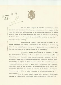 El Mensaje de La Corona. El Rey comienza a Reinar.