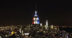 NEW YORK, NY- NOVEMBER 06: The Empire State Building is lit red white and blue for election night November 6, 2012 in New York City. Voters went to polls in the heavily contested presidential race between incumbent U.S. President Barack Obama and Republican challenger Mitt Romney. (Photo by Allison Joyce/Getty Images)