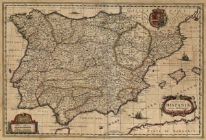 "Nueva descripción de los reinos de España". 1631. William Bleu